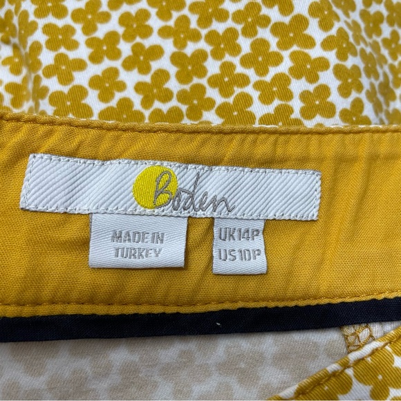 Boden Mustard Yellow Jacquard Boho Floral Mini Skirt Size 10P - Picture 6 of 7